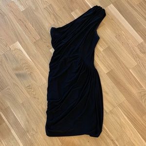 Aqua black stretchy bodycon one shoulder dress